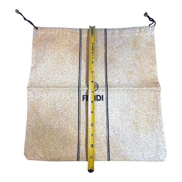 Fendi Beige & Black Drawstring Dust Bag Polyester Blend 13" Handbag Shoes Wallet - Picture 5 of 5